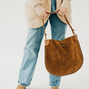 Rosalie Rivet Suede Hobo Bag-Tote Bag-Pretty Simple