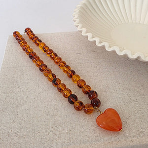 Acrylic Beaded Heart Necklace- WATERPROOF