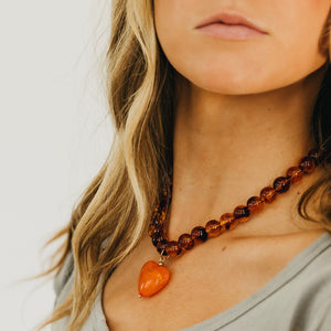 Acrylic Beaded Heart Necklace- WATERPROOF-Necklace-Pretty Simple