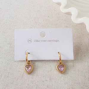 Aphrodite Heart Dangle Earrings - WATERPROOF-Earrings-Pretty Simple