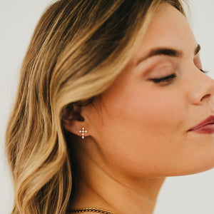 Diamond Cross Stud Earrings - WATERPROOF-Earrings-Pretty Simple