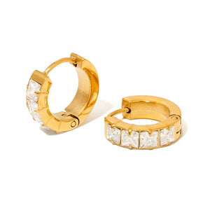 Demi Diamond Huggie Hoops - WATERPROOF-Earrings-Pretty Simple