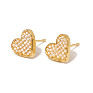 Heart of Pearls Stud Earrings - WATERPROOF-Earrings-Pretty Simple