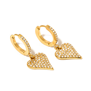 Pax Pave Heart Huggie Hoop - WATERPROOF