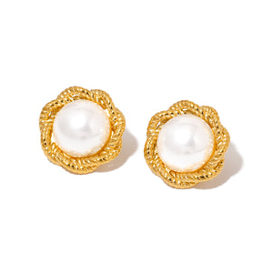 Pearl Button Earrings - WATERPROOF