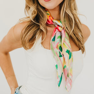 Cynthia Floral Square Scarf-Hair Scarf-Pretty Simple