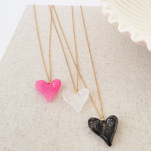 Jan Resin Heart Necklace - WATERPROOF-Necklace-Pretty Simple