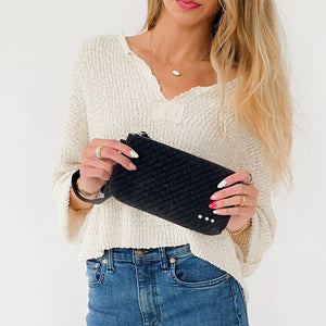 Suede Emma Woven Clutch Wristlet-Wristlet-Pretty Simple