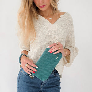 Suede Emma Woven Clutch Wristlet-Wristlet-Pretty Simple