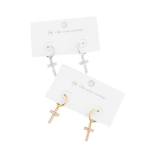 Taryn Diamond Cross Earrings - WATERPROOF-Earrings-Pretty Simple
