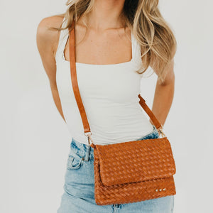 Wrenlee Woven Flap Crossbody-Crossbody Bag-Pretty Simple