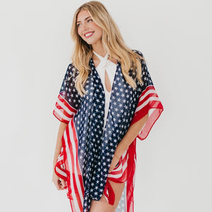American Women USA Flag Kimono-Kimono-Pretty Simple