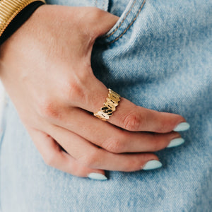 Banded Metal Statement Ring - WATERPROOF-Ring-Pretty Simple