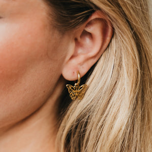 Butterfly Huggie Drop Earrings - WATERPROOF-Earrings-Pretty Simple