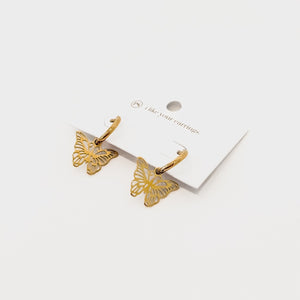 Butterfly Huggie Drop Earrings - WATERPROOF-Earrings-Pretty Simple