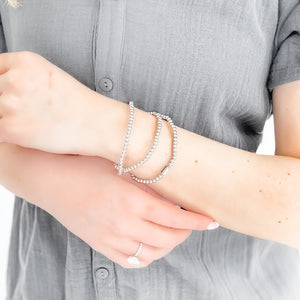 Metallic Glass Bead Stretch Bracelet-Bracelet-Pretty Simple