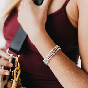 Metallic Glass Bead Stretch Bracelet-Bracelet-Pretty Simple