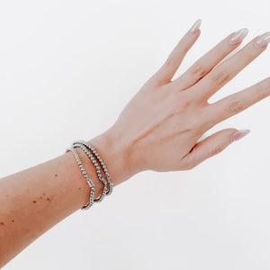 Metallic Glass Bead Stretch Bracelet-Bracelet-Pretty Simple