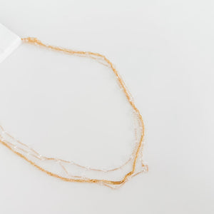 Multi Layered Beaded Chain Necklace-Necklace-Pretty Simple
