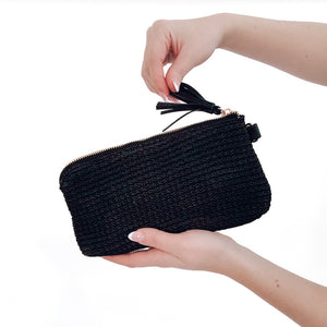 Rome Raffia Clutch Card Wallet Wristlet-Pretty Simple