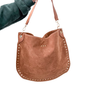 Rosalie Rivet Suede Hobo Bag-Tote Bag-Pretty Simple