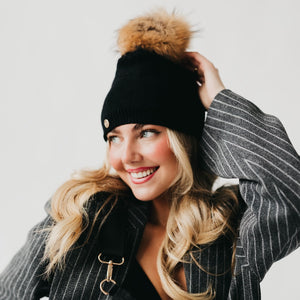 Fine Knit Fur Pom Slouchy Beanie Wholesale-Beanie-Pretty Simple