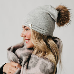 Fine Knit Fur Pom Slouchy Beanie Wholesale-Beanie-Pretty Simple