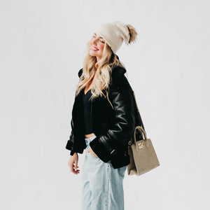 Fine Knit Fur Pom Slouchy Beanie Wholesale-Beanie-Pretty Simple