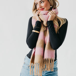 Stevie Striped Tassel Scarf-Scarf-Pretty Simple