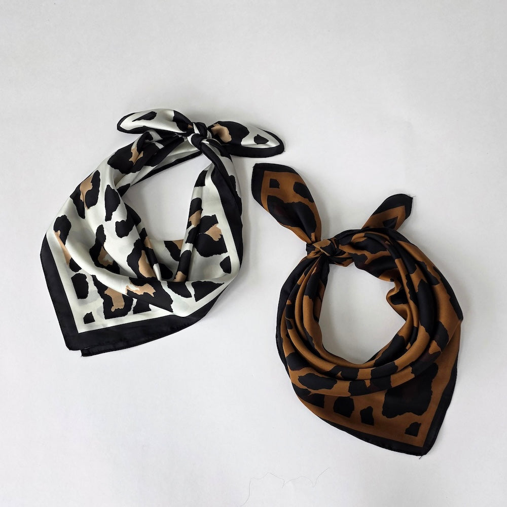 Sylvie Leopard Square Scarf-Hair Scarf-Pretty Simple