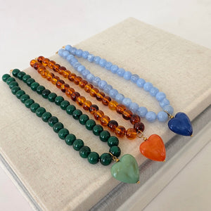 Acrylic Beaded Heart Necklace- WATERPROOF