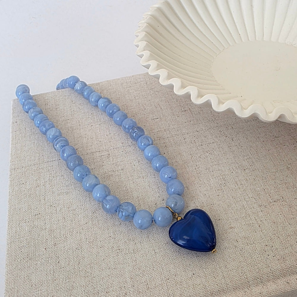 Acrylic Beaded Heart Necklace- WATERPROOF-Necklace-Pretty Simple