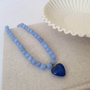 Acrylic Beaded Heart Necklace- WATERPROOF