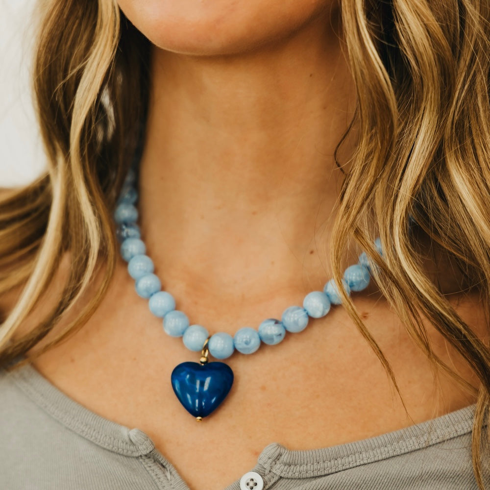Acrylic Beaded Heart Necklace- WATERPROOF-Necklace-Pretty Simple