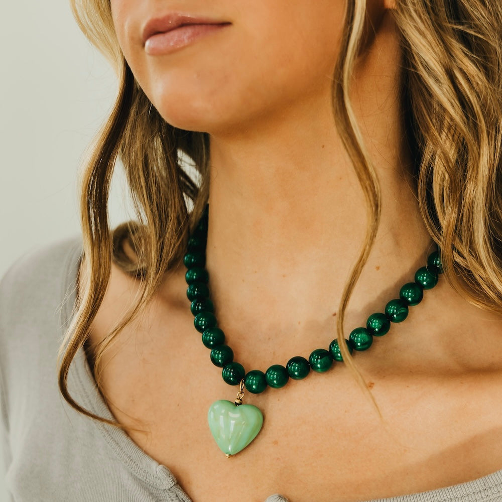 Acrylic Beaded Heart Necklace- WATERPROOF-Necklace-Pretty Simple