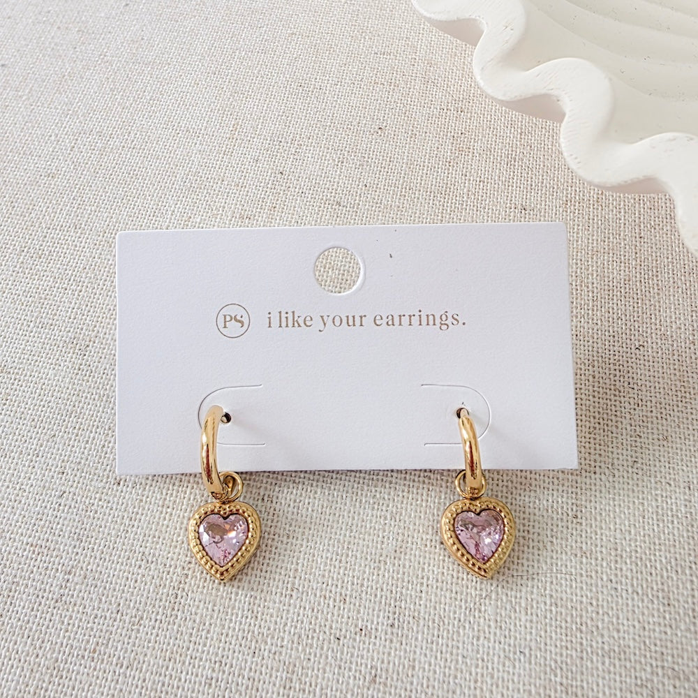 Aphrodite Heart Dangle Earrings - WATERPROOF-Earrings-Pretty Simple