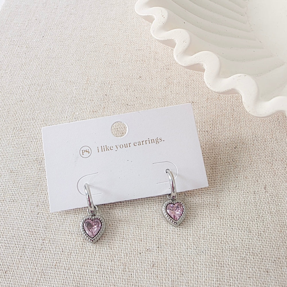 Aphrodite Heart Dangle Earrings - WATERPROOF-Earrings-Pretty Simple