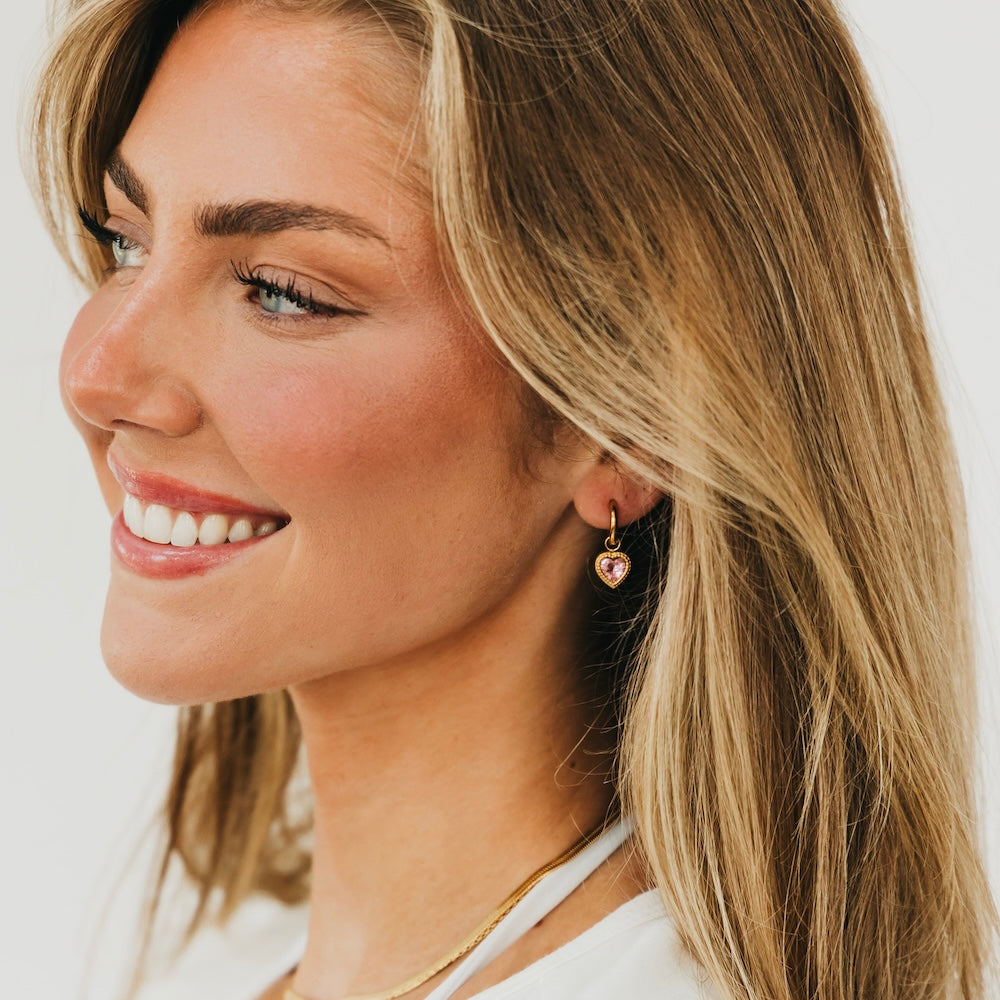 Aphrodite Heart Dangle Earrings - WATERPROOF-Earrings-Pretty Simple