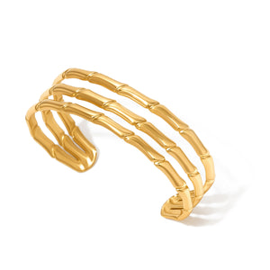 Bamboo Tier Open Bangle Bracelet - WATERPROOF
