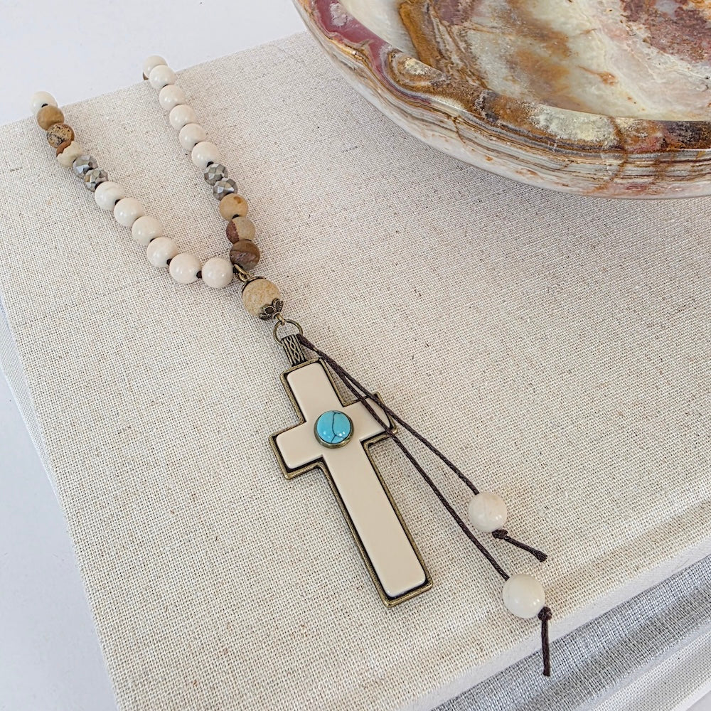 Bohemian Beaded Cross Necklace - WATERPROOF-Necklace-Pretty Simple