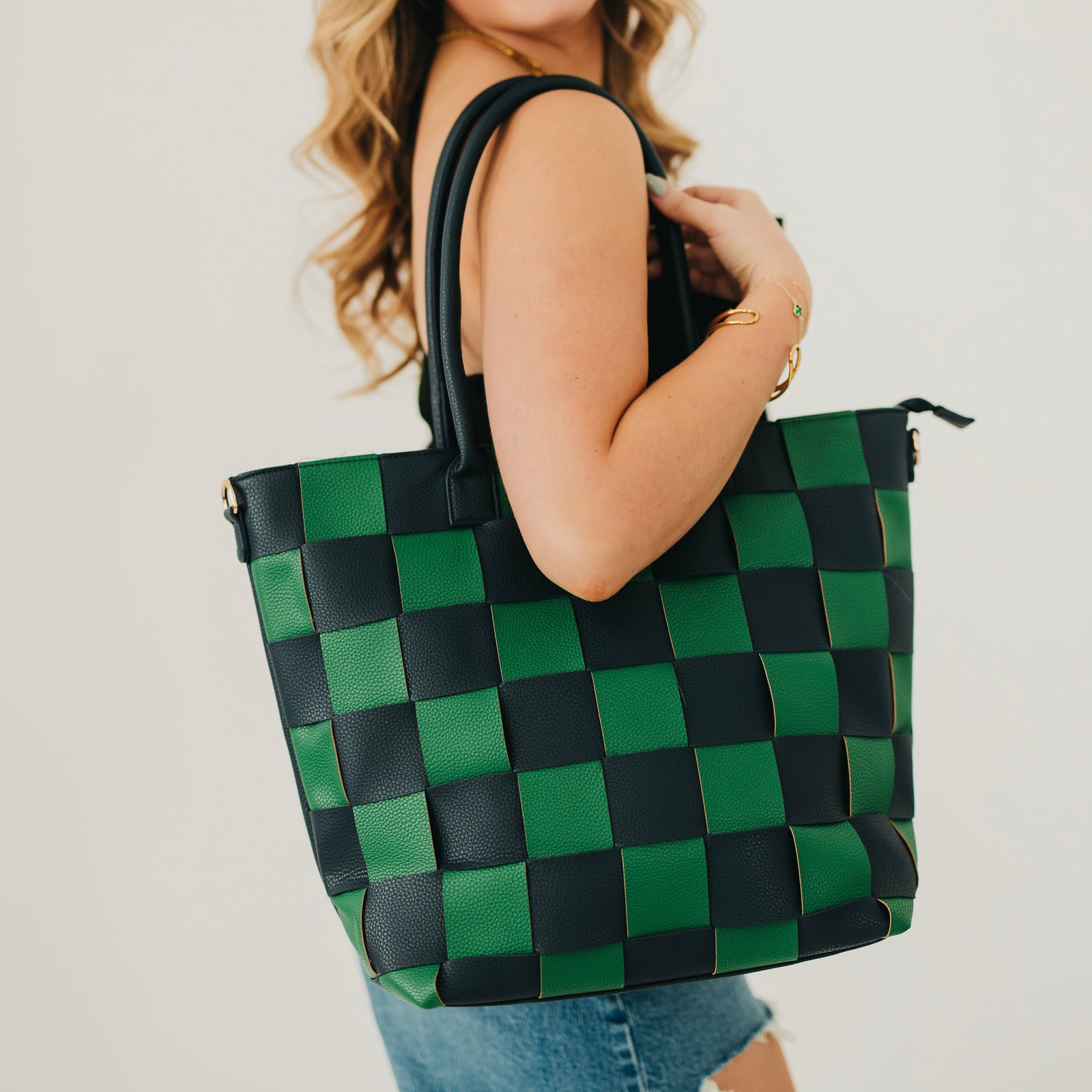 Courtney Checkered Tote-Tote Bag-Pretty Simple