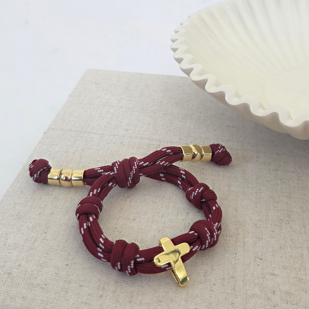 Cross Knotty Cord Bracelet - WATERPROOF