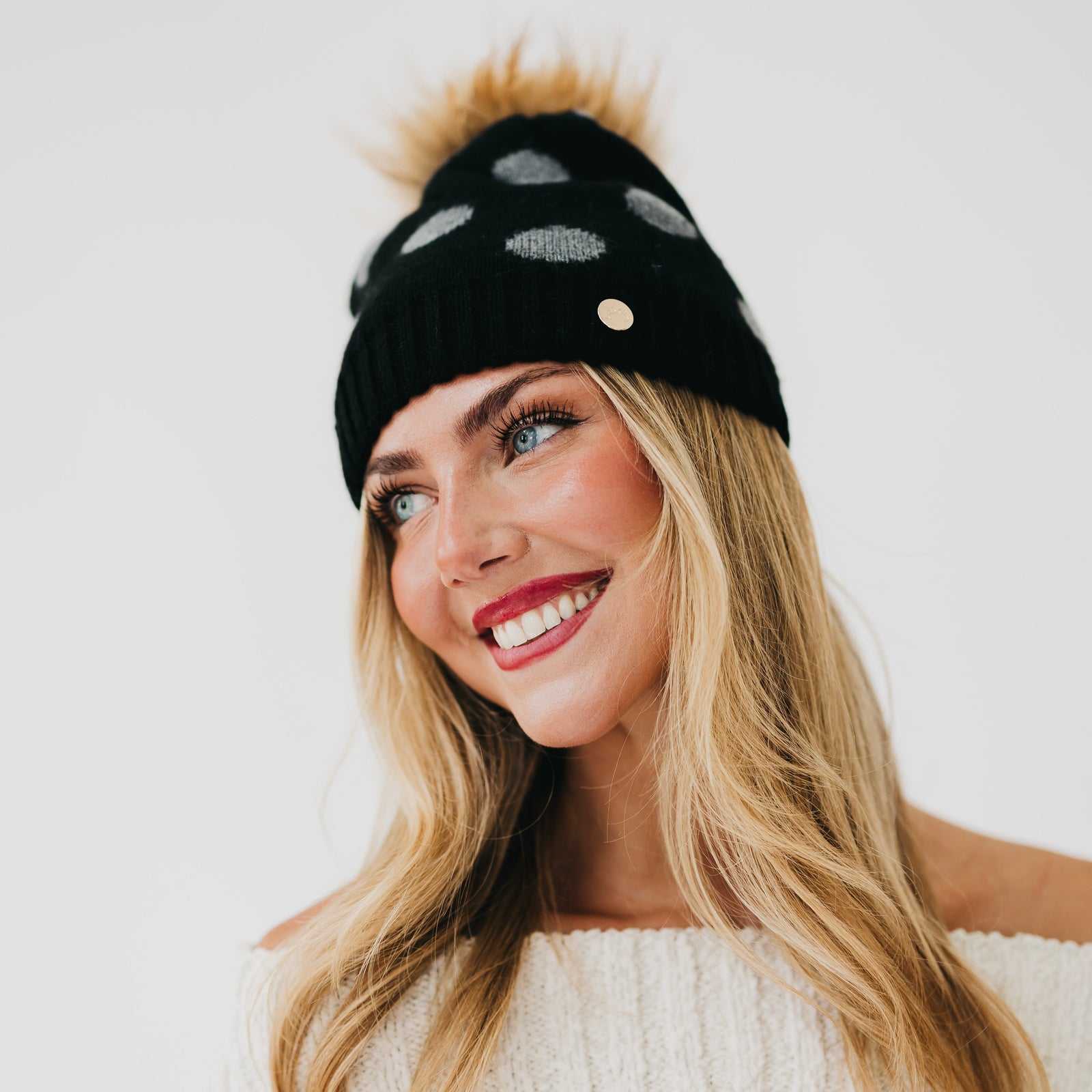 Darlene Dot Cashmere Blend Beanie