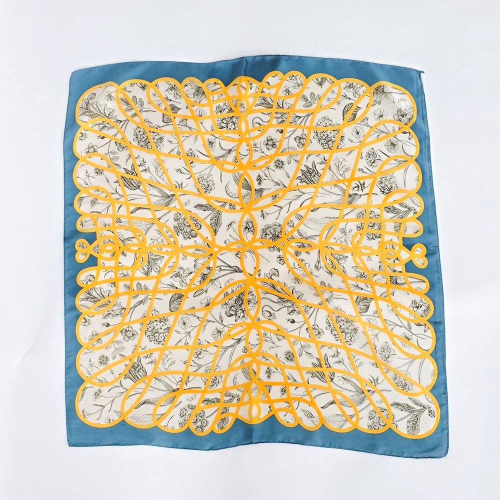 Doris Geometric Floral Square Scarf-Hair Scarf-Pretty Simple