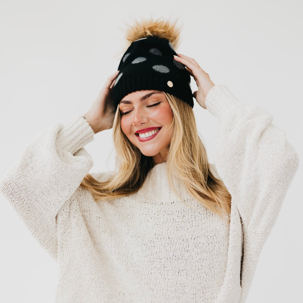 Darlene Dot Cashmere Blend Beanie