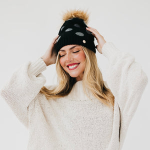 Darlene Dot Cashmere Blend Beanie