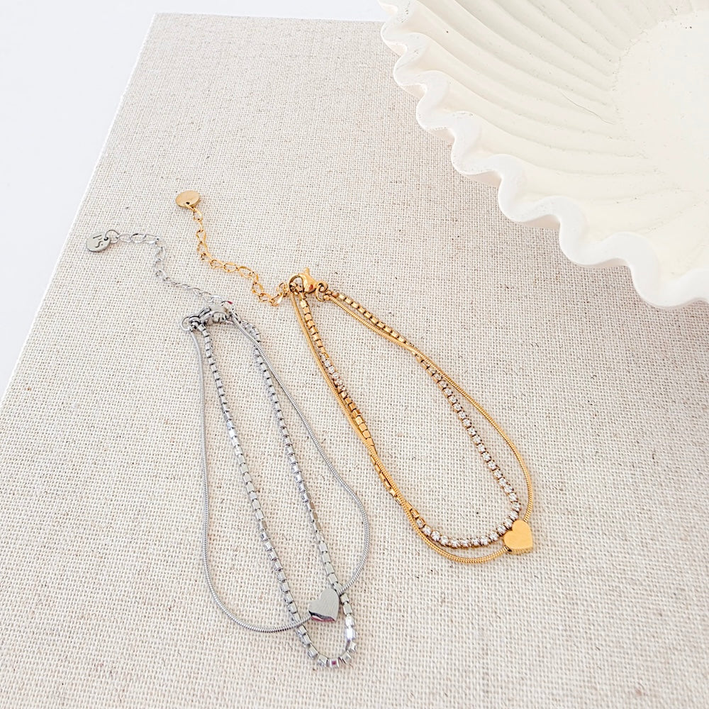 Double Love Tennis Bracelet - WATERPROOF-Bracelet-Pretty Simple