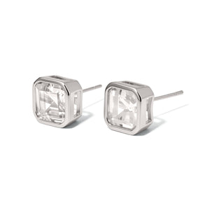 Bezel Diamond Stud Earrings - WATERPROOF-Earrings-Pretty Simple