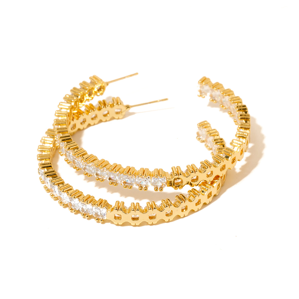 Bold and Beautiful Diamond Hoop Earrings - WATERPROOF-Earrings-Pretty Simple
