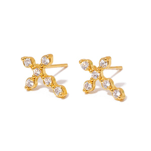 Diamond Cross Stud Earrings - WATERPROOF